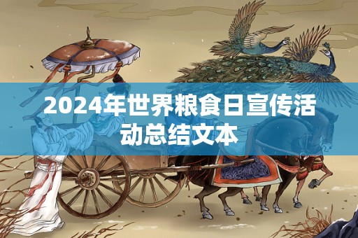 2024年世界粮食日宣传活动总结文本