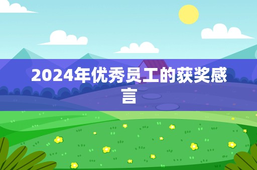 2024年优秀员工的获奖感言